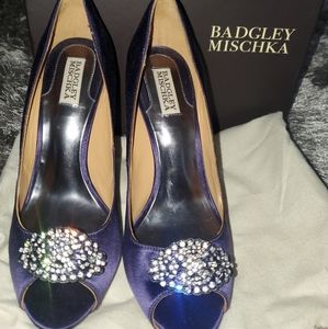 Badgley Mischka Purple Heels with Silver Embellishment